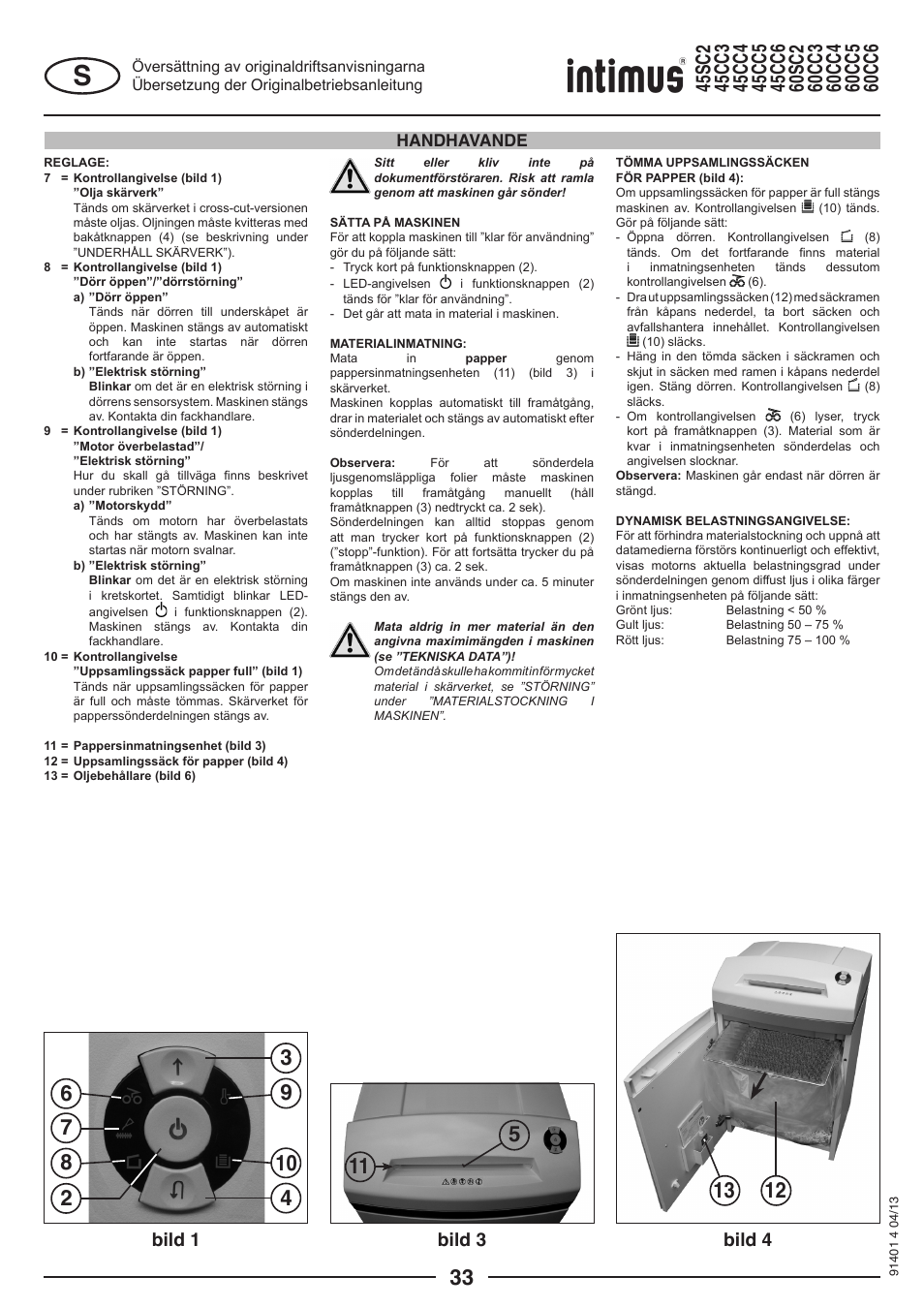 Bild 4 bild 3 bild 1, Handhavande | intimus 45 CC6 User Manual | Page 33 / 56