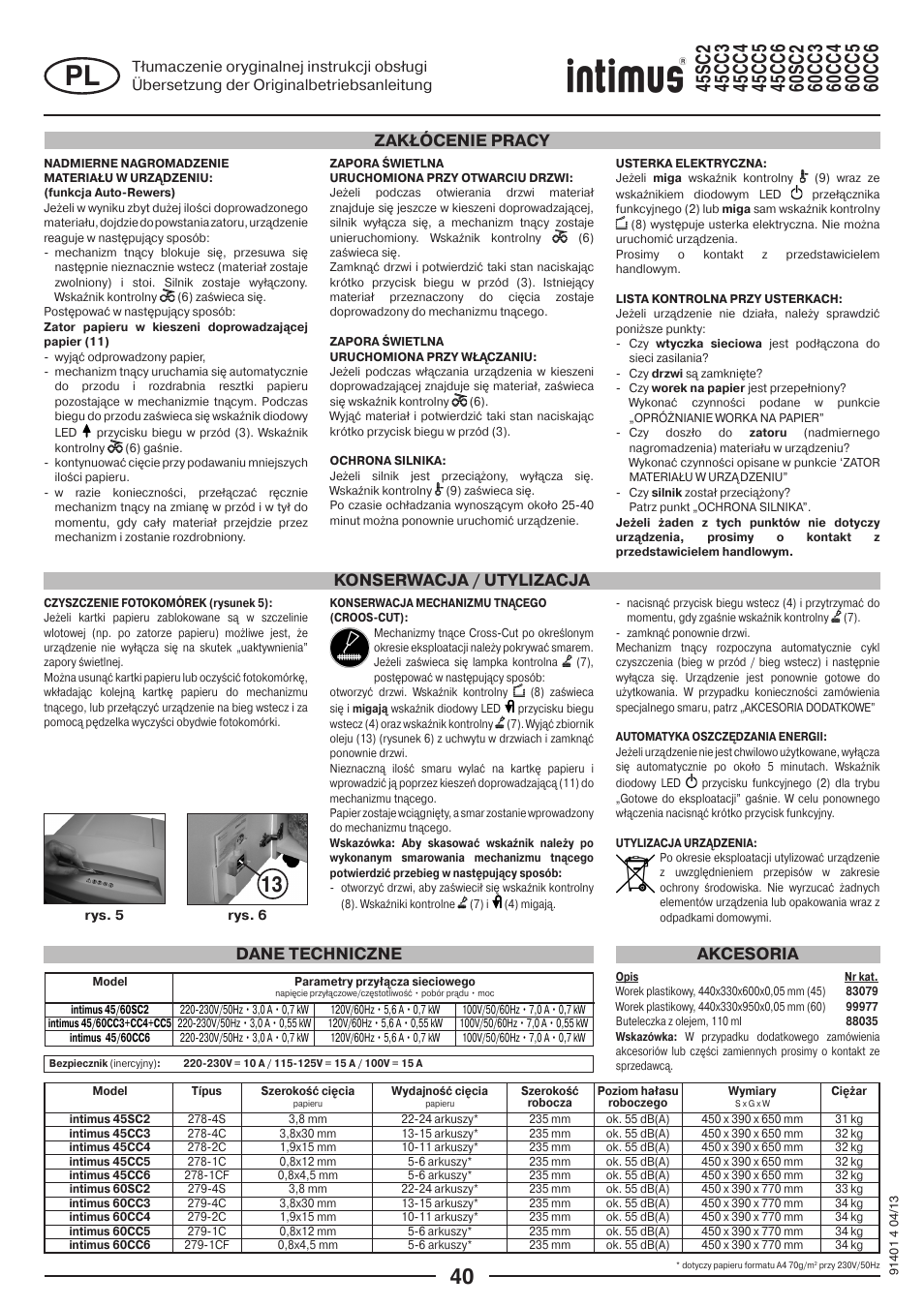 intimus 45 CC6 User Manual | Page 40 / 56