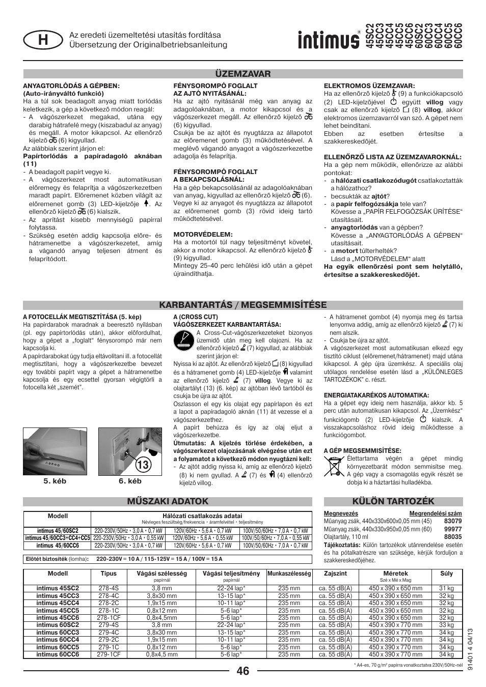 intimus 45 CC6 User Manual | Page 46 / 56