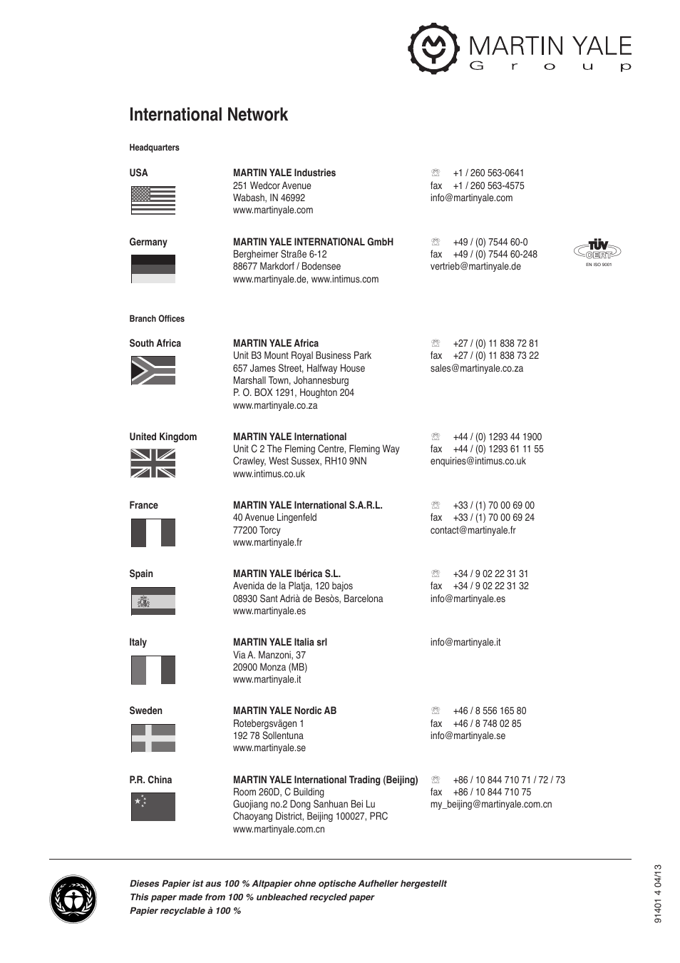 International network | intimus 45 CC6 User Manual | Page 56 / 56