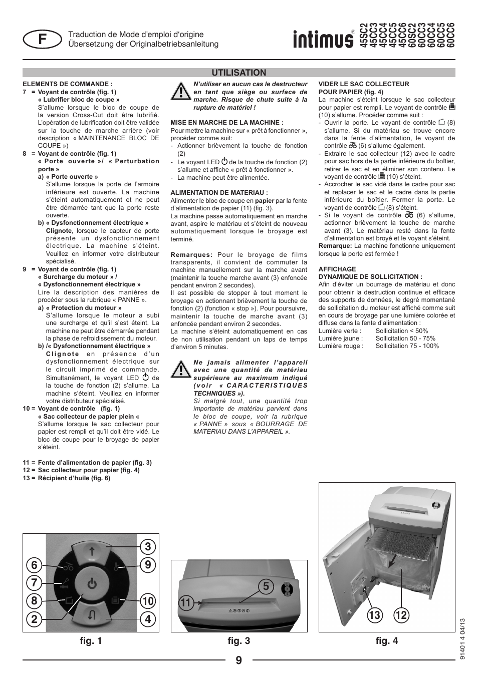 Fig. 1 fig. 4, Fig. 3, Utilisation | intimus 45 CC6 User Manual | Page 9 / 56