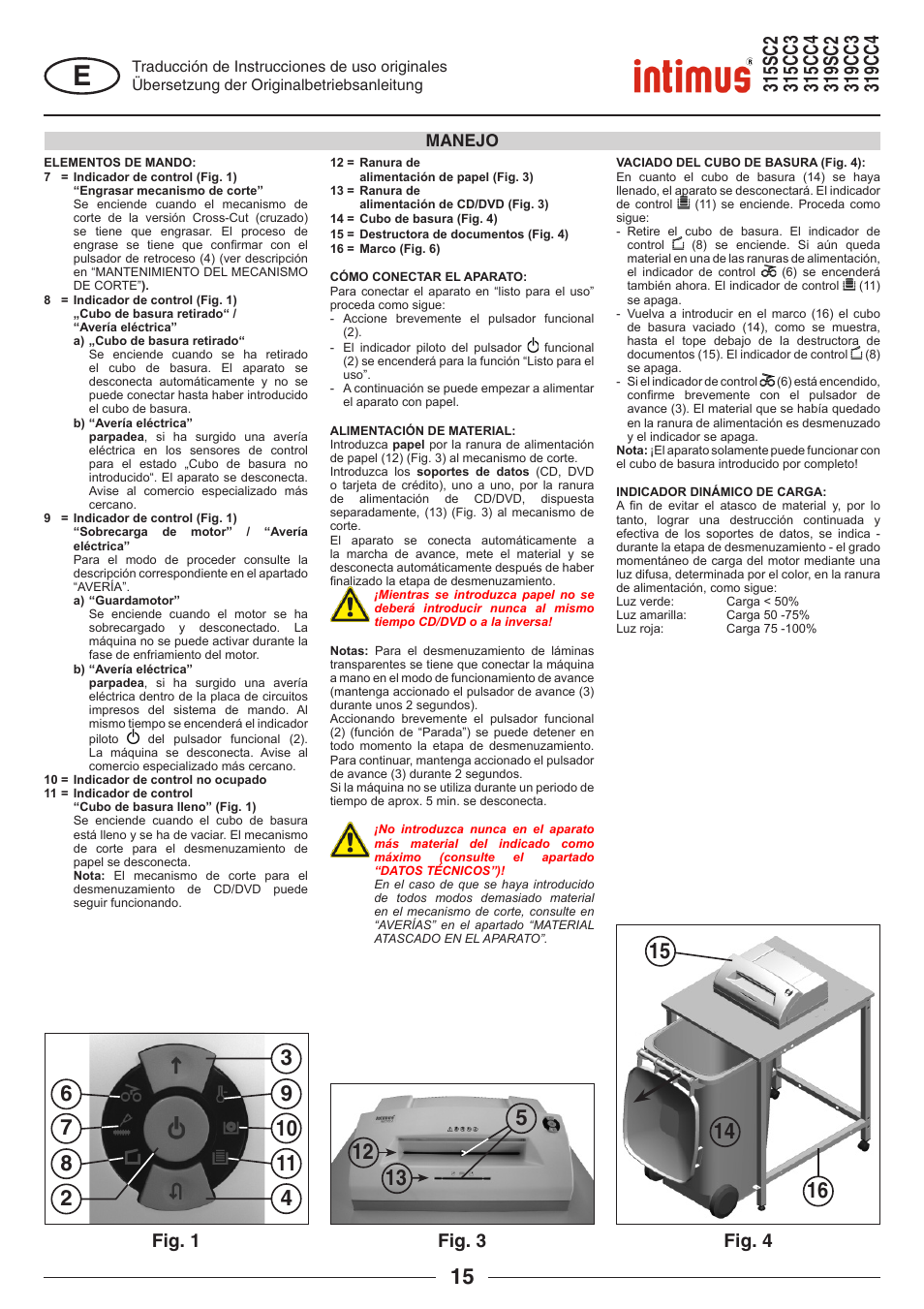 Fig. 1, Fig. 4, Fig. 3 | Manejo | intimus 319 User Manual | Page 15 / 56