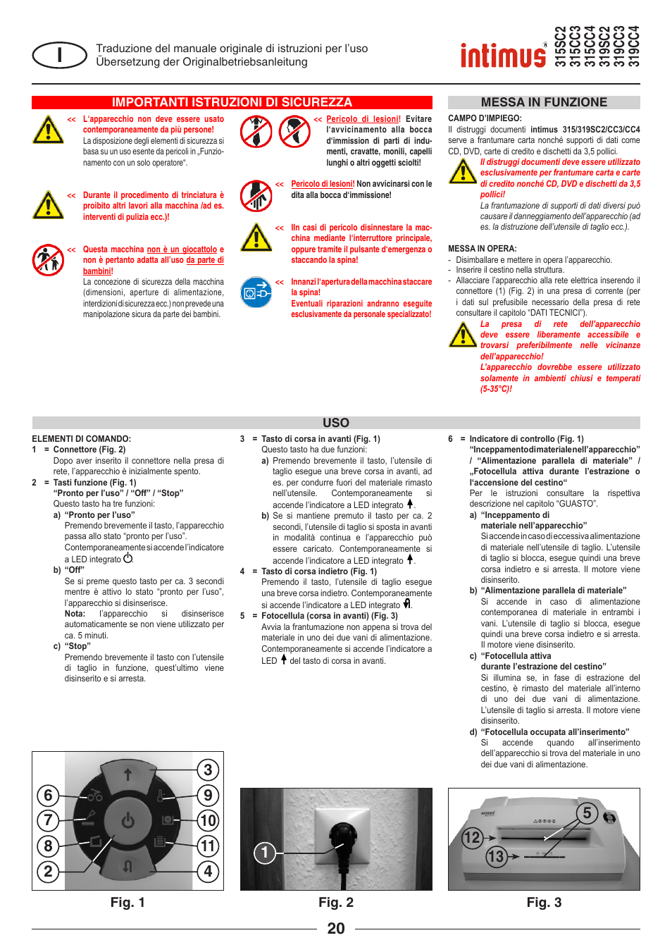 Fig. 1, Fig. 2, Fig. 3 | intimus 319 User Manual | Page 20 / 56