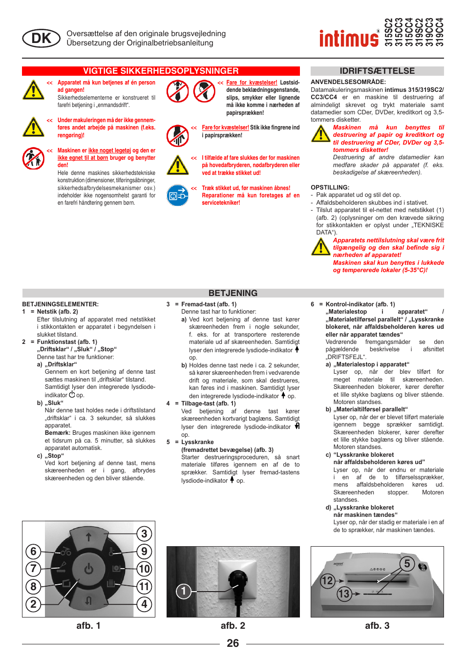 Afb. 1 afb. 2 afb. 3 | intimus 319 User Manual | Page 26 / 56