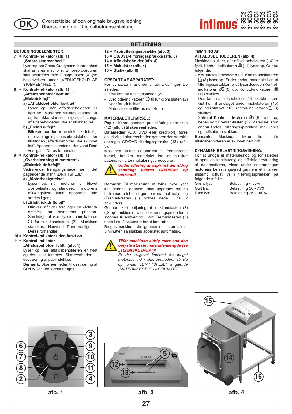 Afb. 1 afb. 4 afb. 3 | intimus 319 User Manual | Page 27 / 56