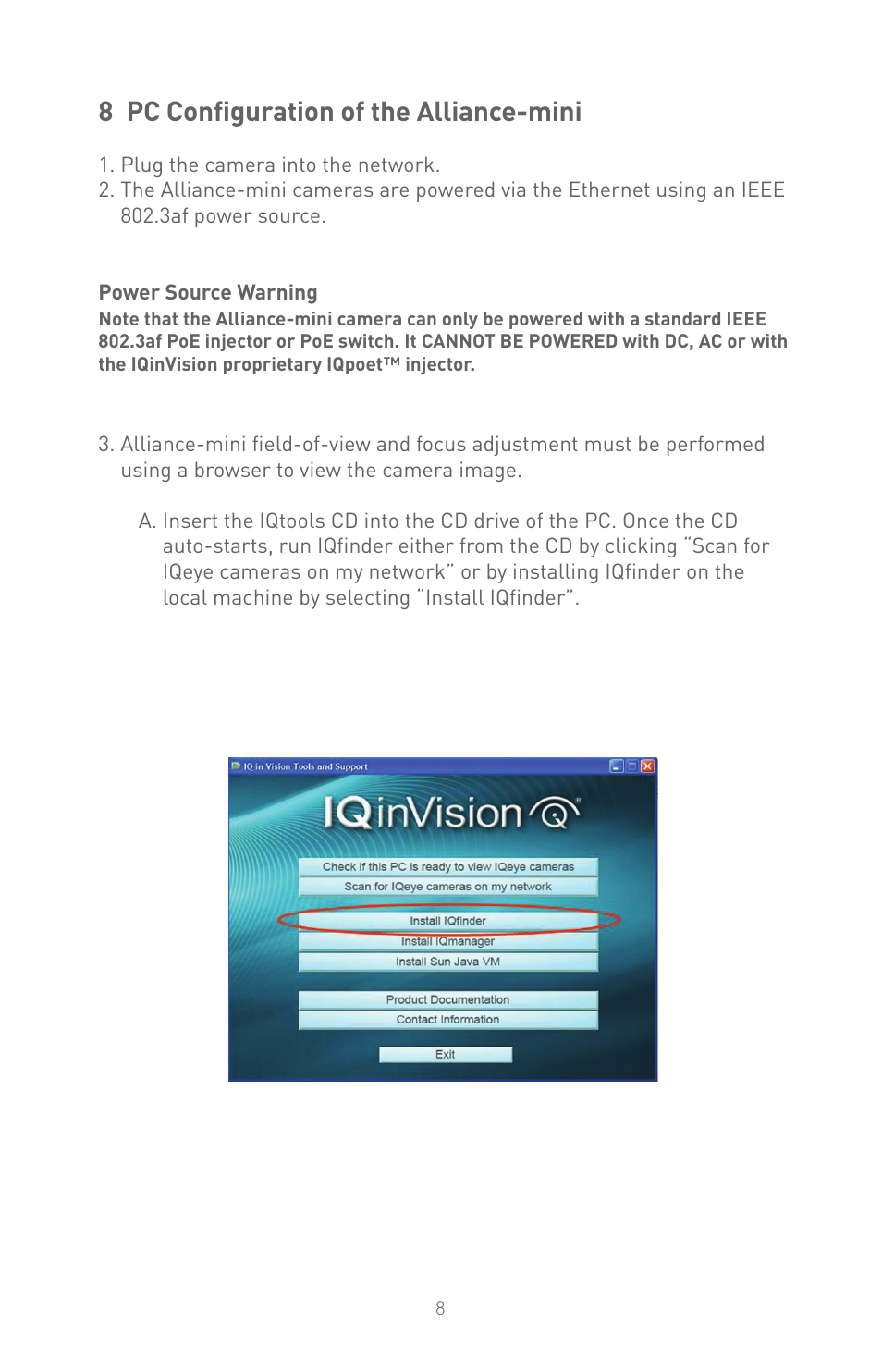 8 pc configuration of the alliance-mini | IQinVision Alliance-mini Series IQD5x User Manual | Page 8 / 12