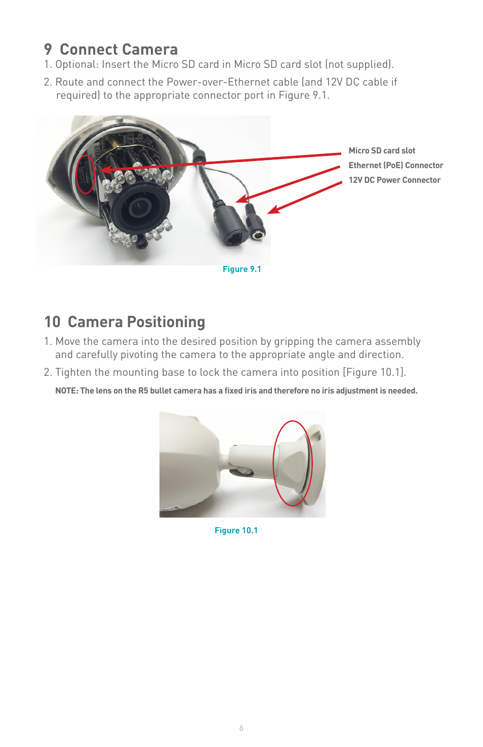 9 connect camera, 10 camera positioning | IQinVision R5 Series User Manual | Page 6 / 8