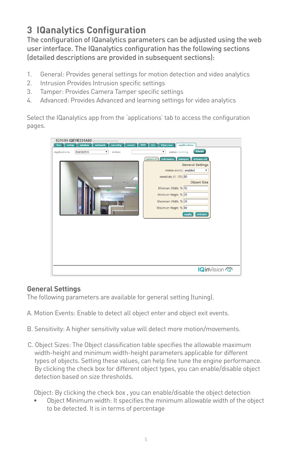 3 iqanalytics configuration | IQinVision IQanalytics User Manual | Page 5 / 14