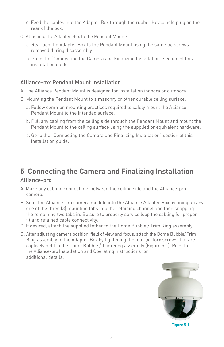 Alliance-mx pendant mount installation, Alliance-pro | IQinVision Alliance Series Pendant Mount User Manual | Page 4 / 7