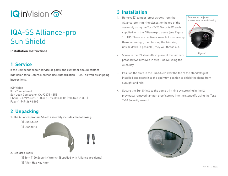 IQinVision Alliance-pro Sun Shield User Manual | 1 page