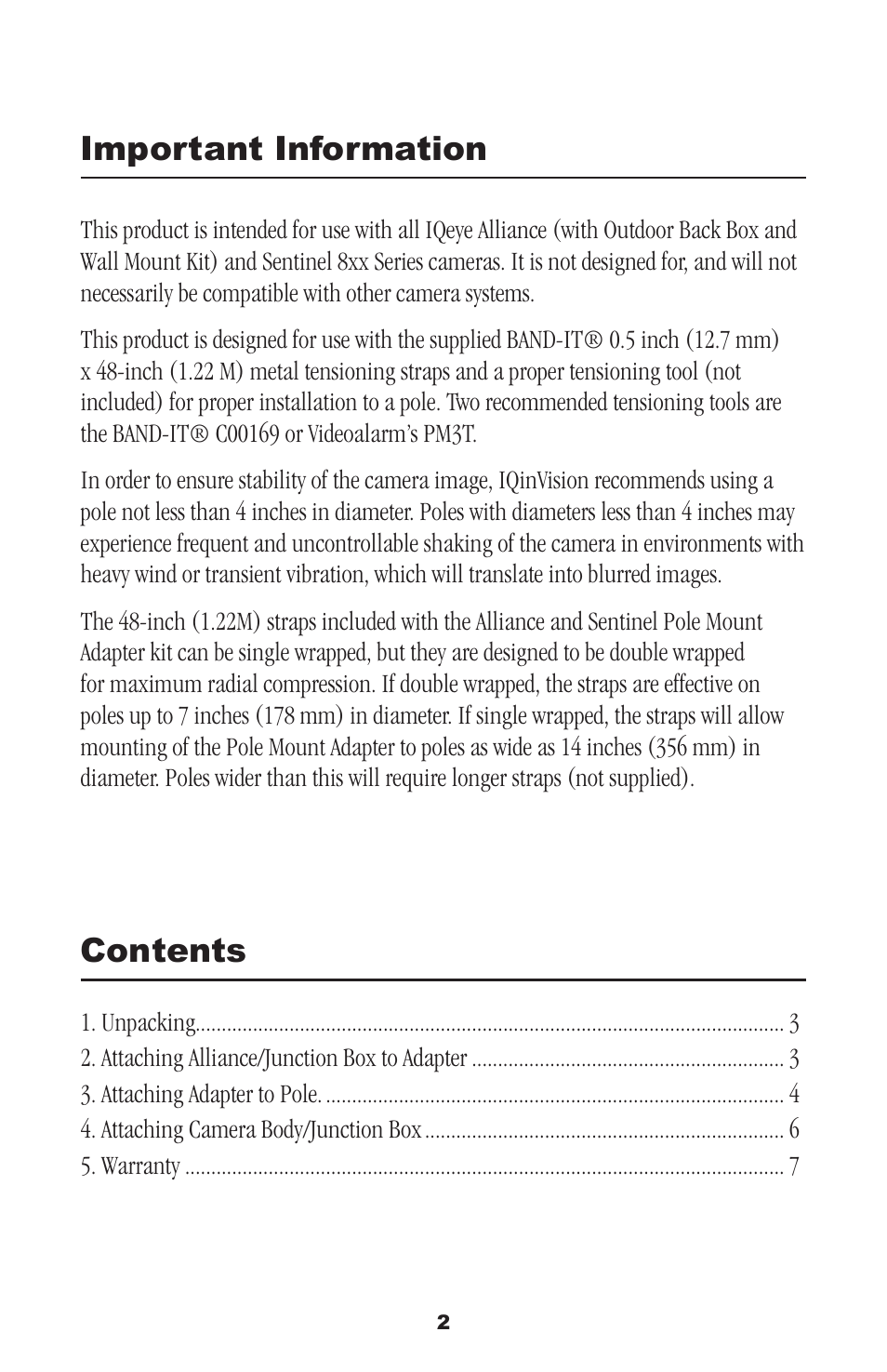 IQinVision Alliance & Sentinel Series Pole Mount Adaptor User Manual | Page 2 / 8