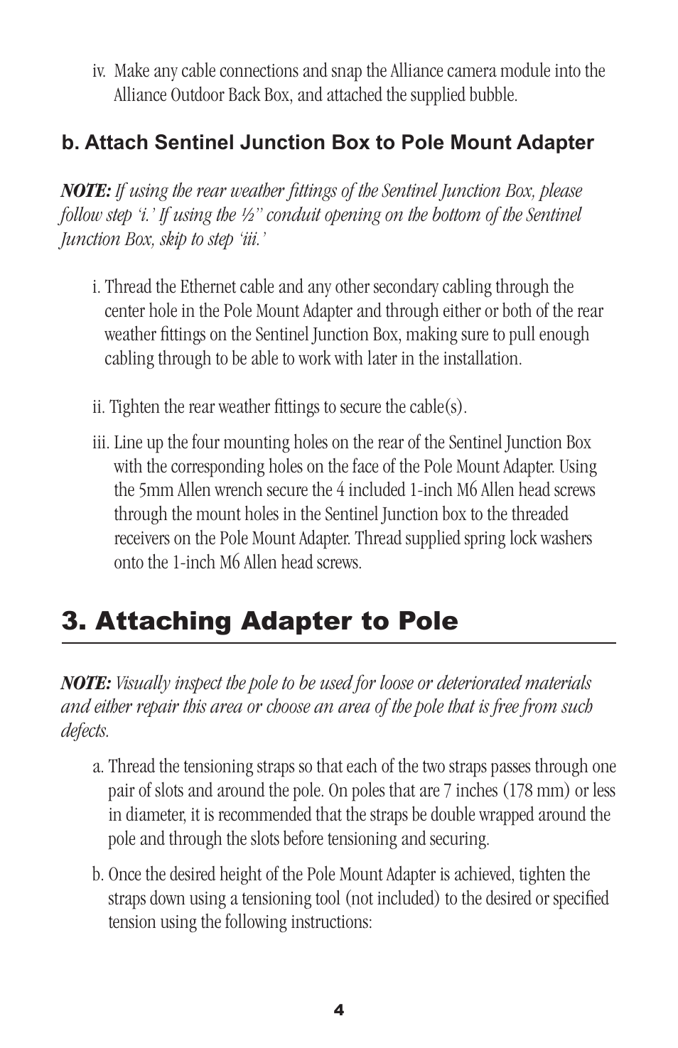 Attaching adapter to pole | IQinVision Alliance & Sentinel Series Pole Mount Adaptor User Manual | Page 4 / 8