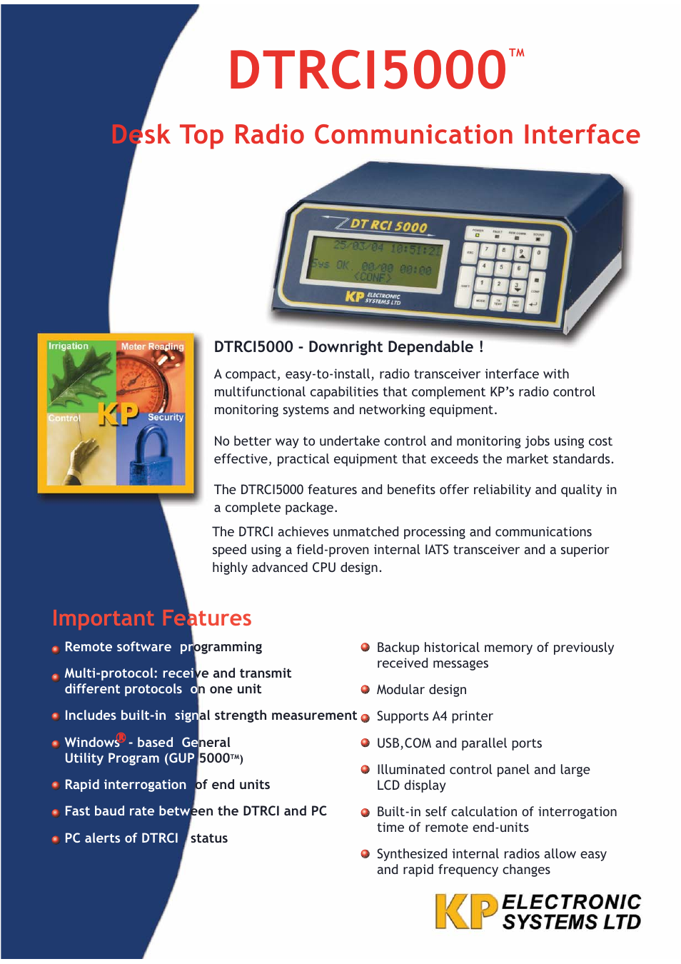 KP Electronic Systems DTRCI5000 User Manual | 2 pages