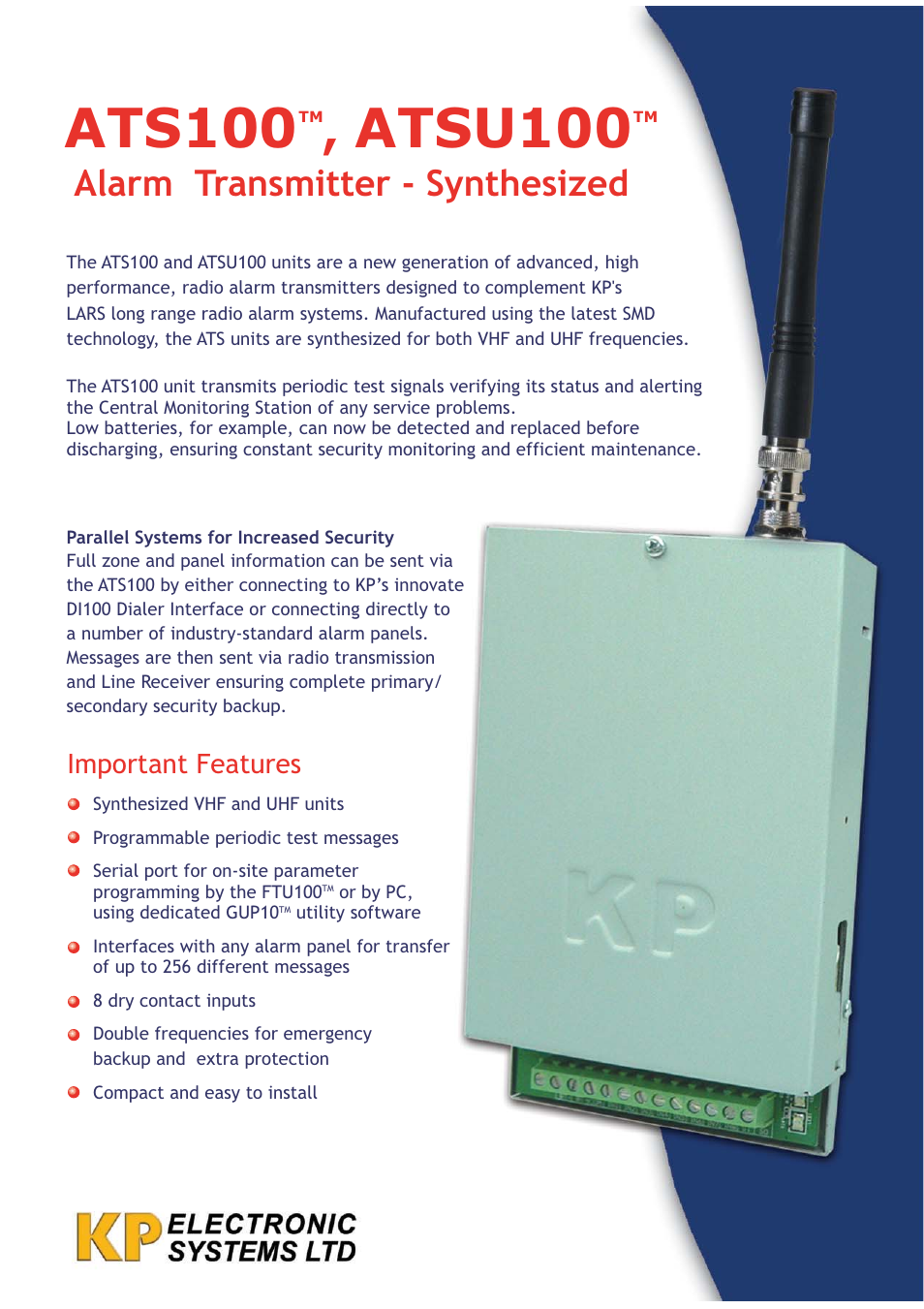 KP Electronic Systems ATS100 User Manual | 2 pages