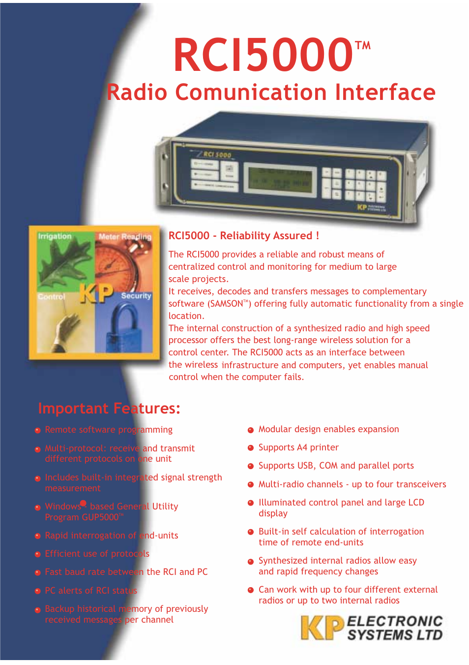 KP Electronic Systems RCI5000 User Manual | 2 pages