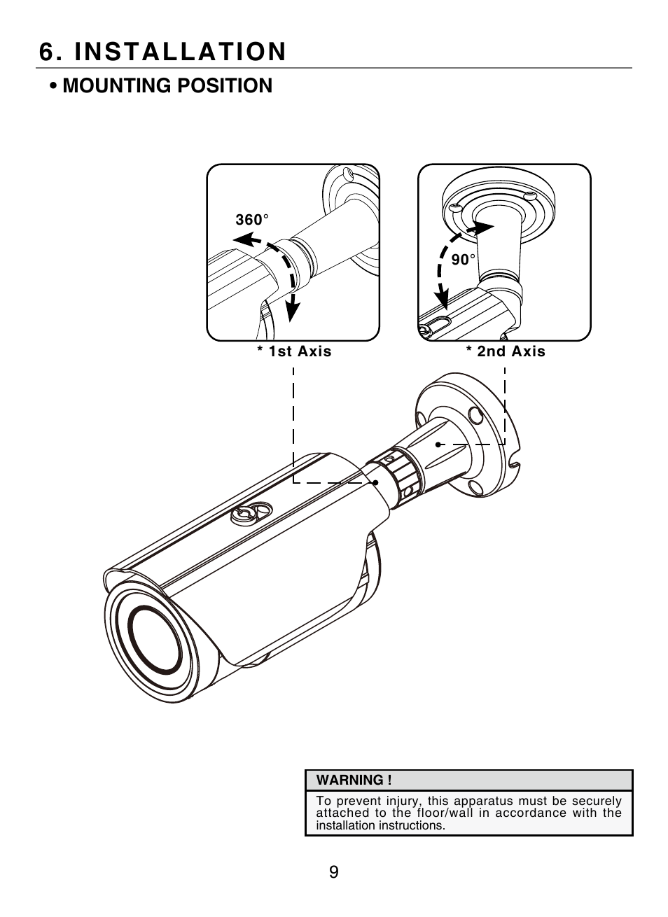 Installation, Mounting position | KT&C KPC-HDN552M User Manual | Page 9 / 17