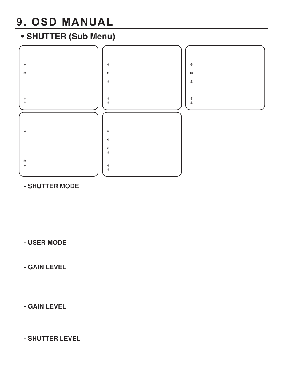 Osd manual, Shutter (sub menu) | KT&C KPC-HDX210M User Manual | Page 26 / 32