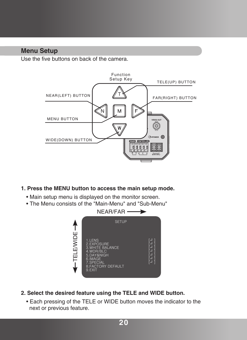 Menu setup | KT&C KPC-ZA360WN User Manual | Page 19 / 40