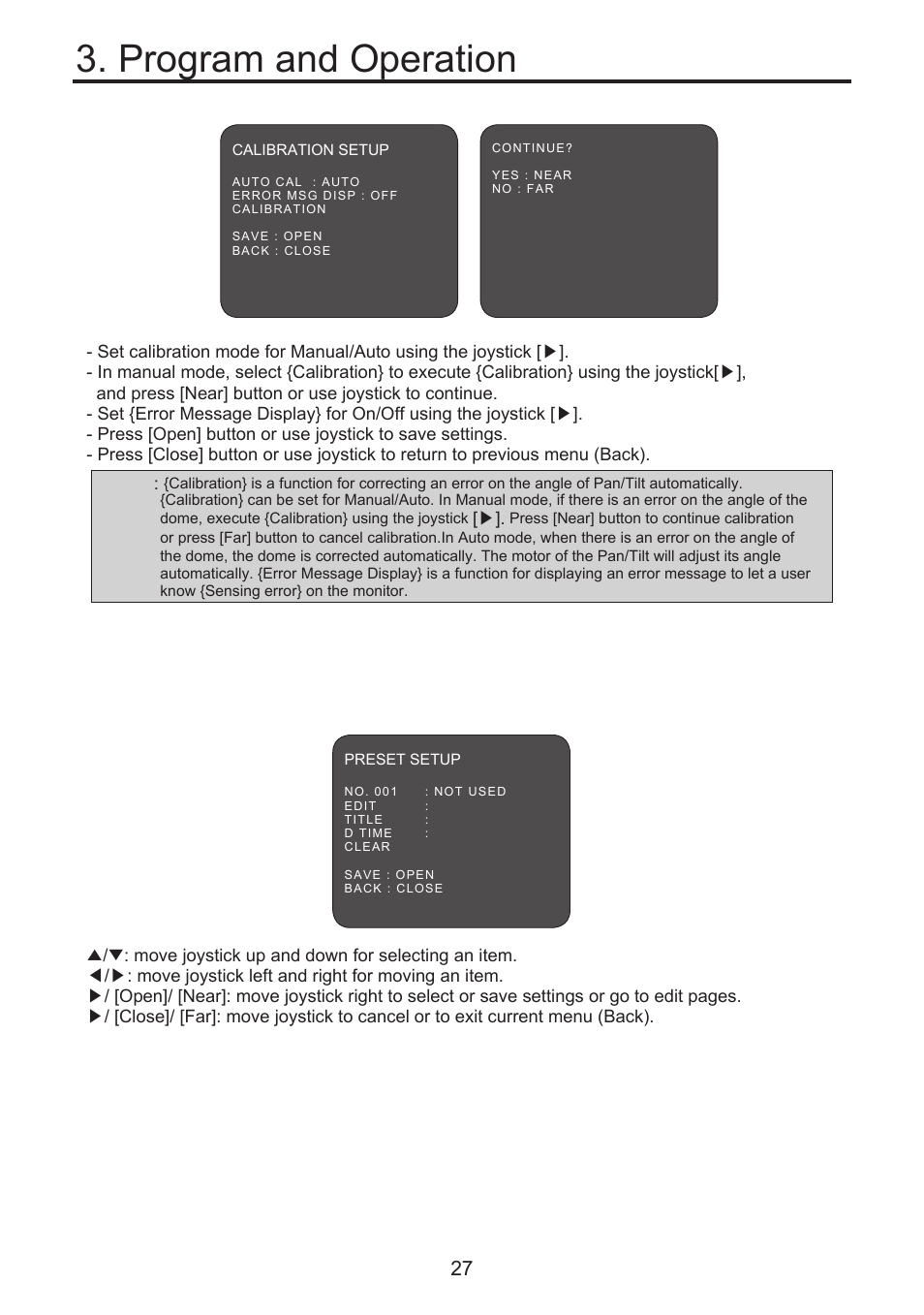 Program and operation, 7 preset menu, 4 calibration setup | KT&C KPT-SPDN300NUCH User Manual | Page 27 / 36