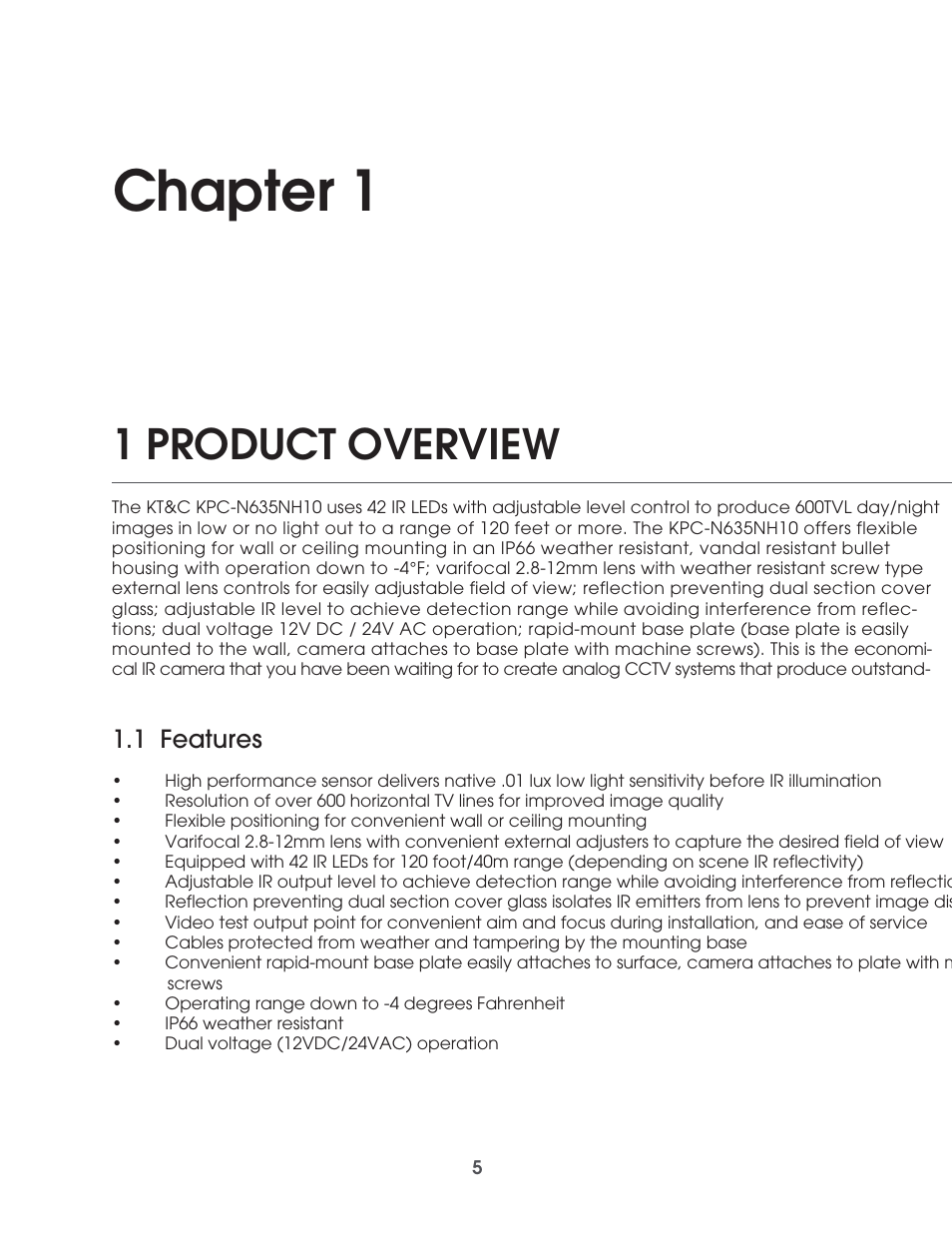 Chapter 1, 1 product overview | KT&C KPC-N635NH10 User Manual | Page 5 / 13