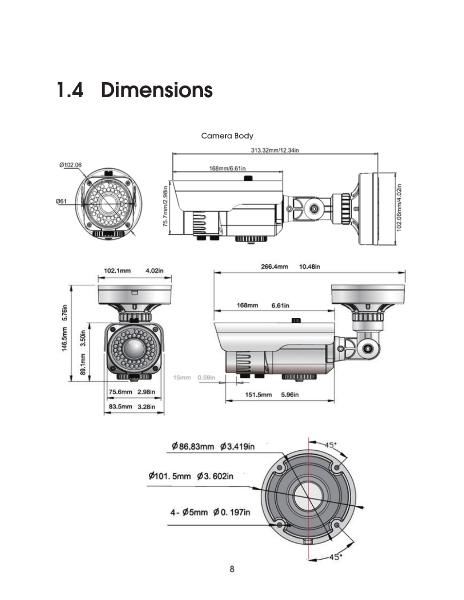 4 dimensions | KT&C KPC-N635NH10 User Manual | Page 8 / 13