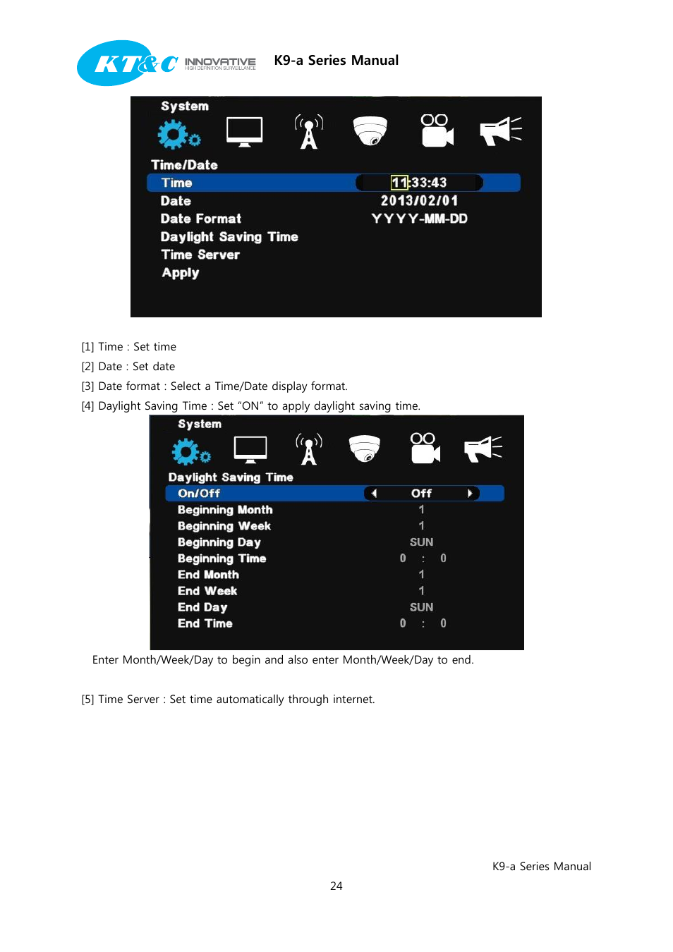 K9-a series manual | KT&C K9-a Series User Manual | Page 24 / 80