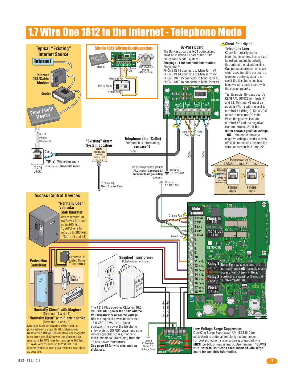 Internet, Access control devices, Typical “existing” internet source | Fiber / v olp device | DoorKing 1812 Plus User Manual | Page 17 / 50