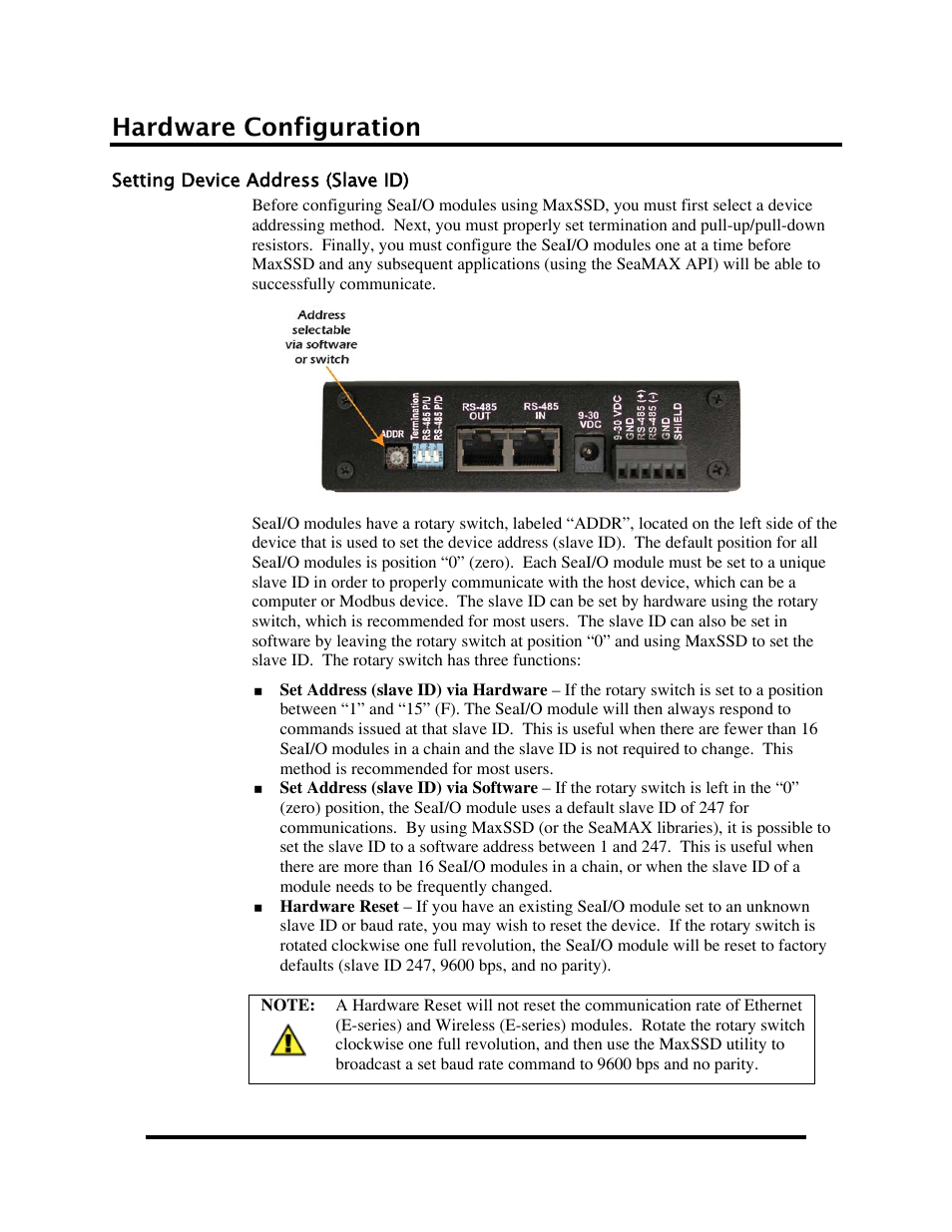 Hardware configuration, Setting device address (slave id), Etting | Evice, Ddress, Lave | Impulse 520W User Manual | Page 39 / 84