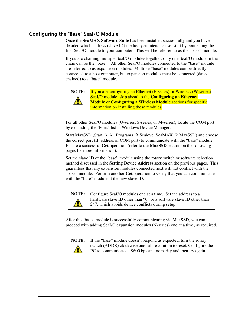 Configuring the “base” seai/o module, Onfiguring the, Odule | Impulse 520W User Manual | Page 41 / 84