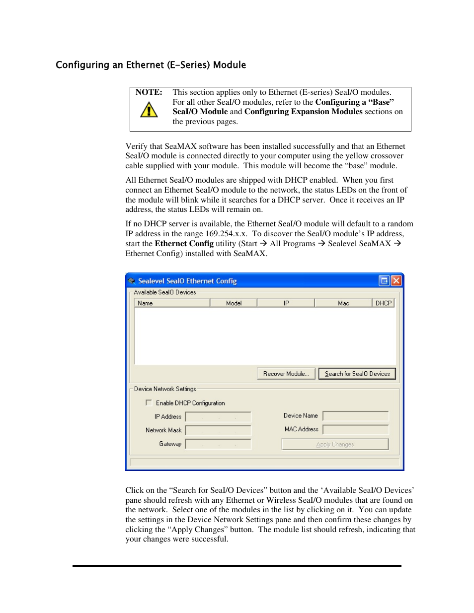 Configuring an ethernet (e-series) module, Onfiguring an, Thernet | Eries, Odule | Impulse 520W User Manual | Page 58 / 84