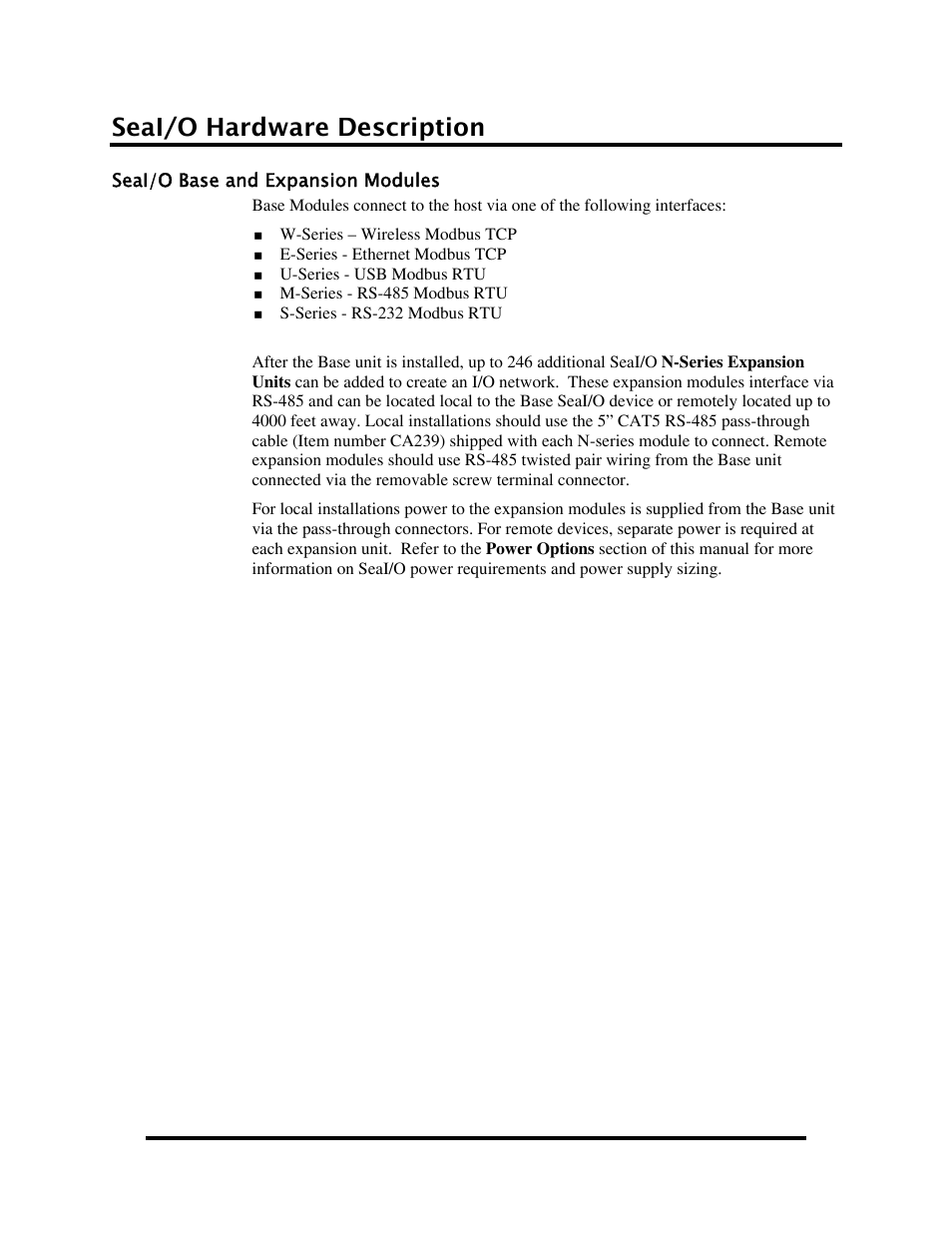 Seai/o hardware description, Seai/o base and expansion modules, Ase and | Xpansion, Odules | Impulse 520W User Manual | Page 7 / 84