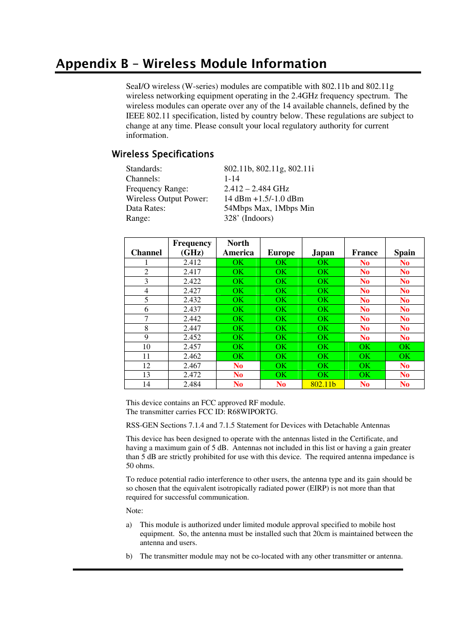 Appendix b – wireless module information | Impulse 520W User Manual | Page 82 / 84