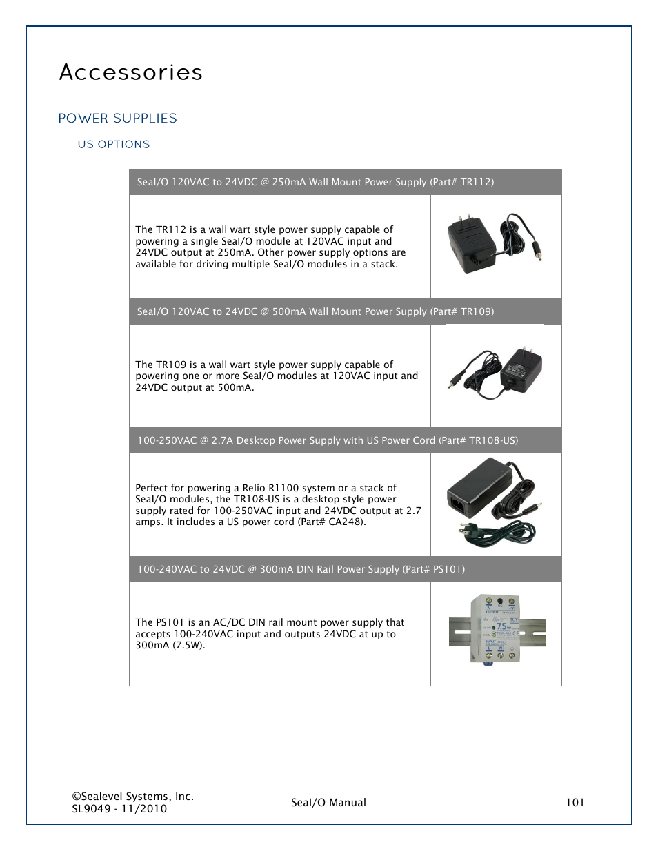 Accessories | Impulse 463N User Manual | Page 101 / 109