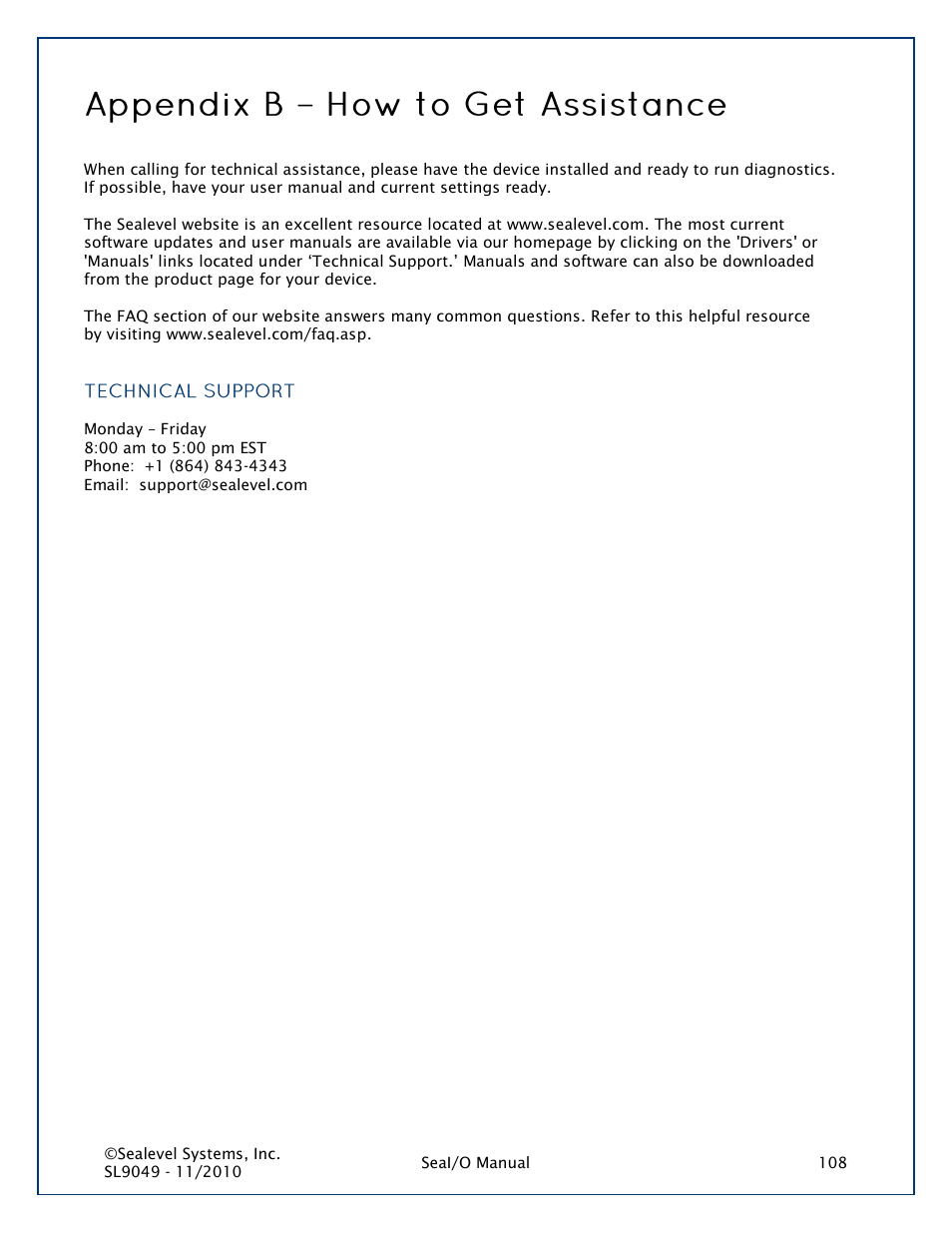 Appendix b - how to get assistance | Impulse 463N User Manual | Page 108 / 109