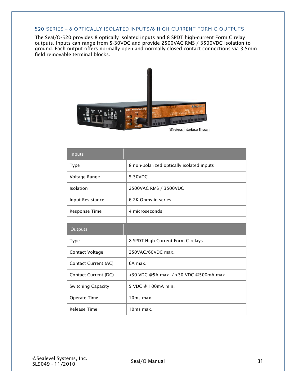 520 series | Impulse 463N User Manual | Page 31 / 109