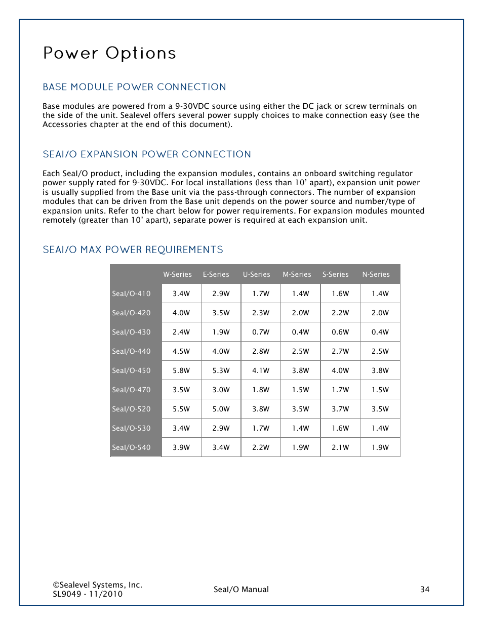Power options | Impulse 463N User Manual | Page 34 / 109