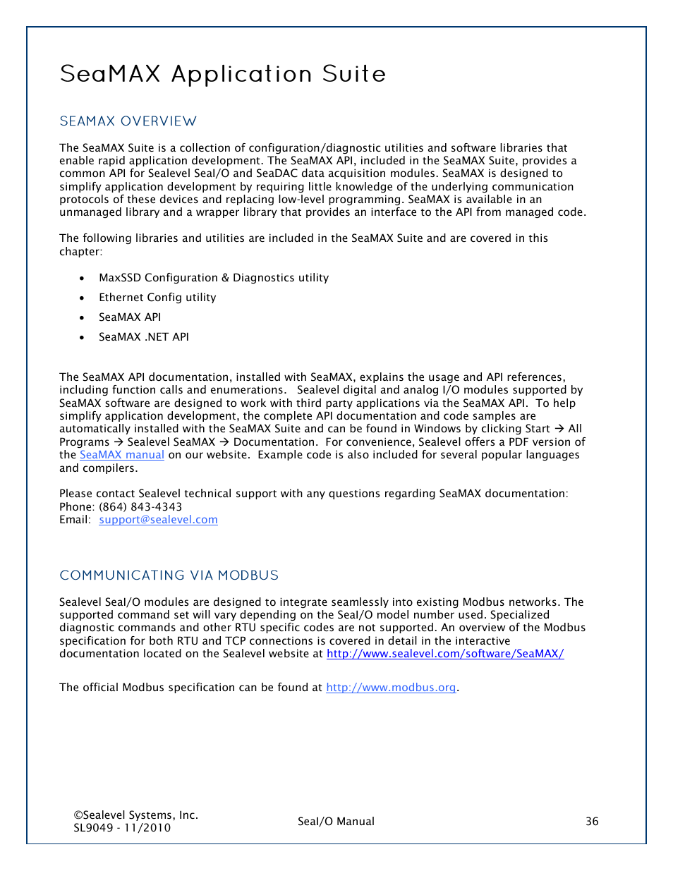 Seamax application suite, Seamax overview, Communicating via modbus | Impulse 463N User Manual | Page 36 / 109
