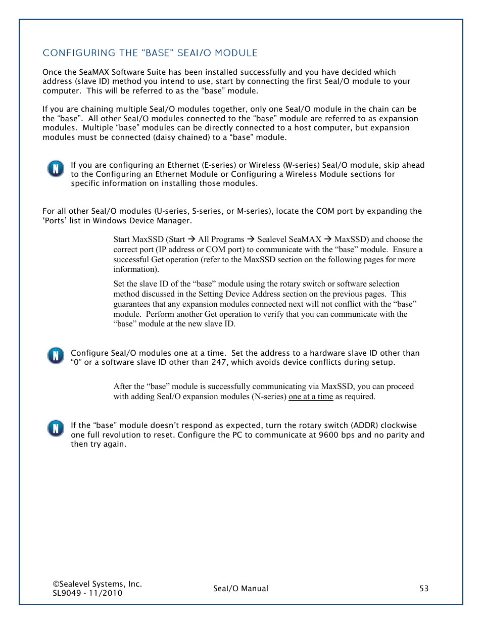 Configuring the base "seai/o" module | Impulse 463N User Manual | Page 53 / 109