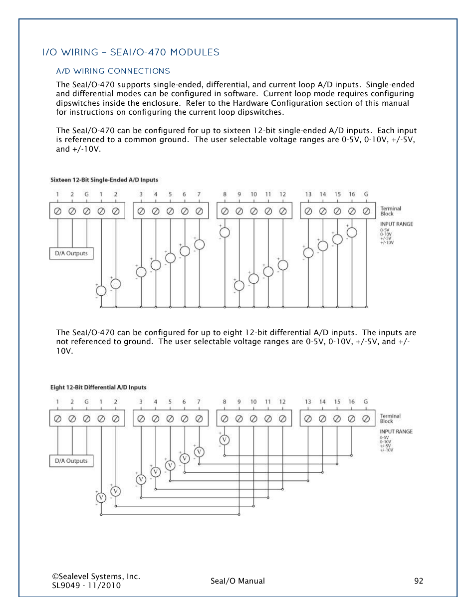I/o wiring - seai/o-470 modules | Impulse 463N User Manual | Page 92 / 109