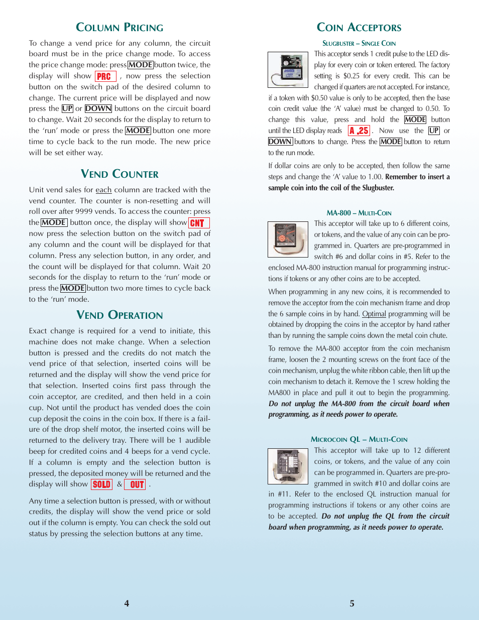 Laurel Metal 599 5-COLUMN ELECTRONIC VENDER User Manual | Page 3 / 4