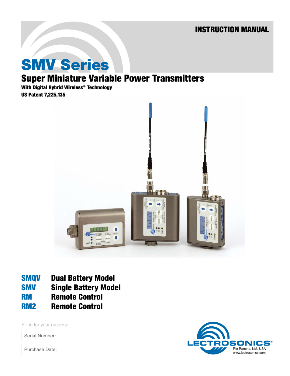 Lectrosonics SMV User Manual | 28 pages