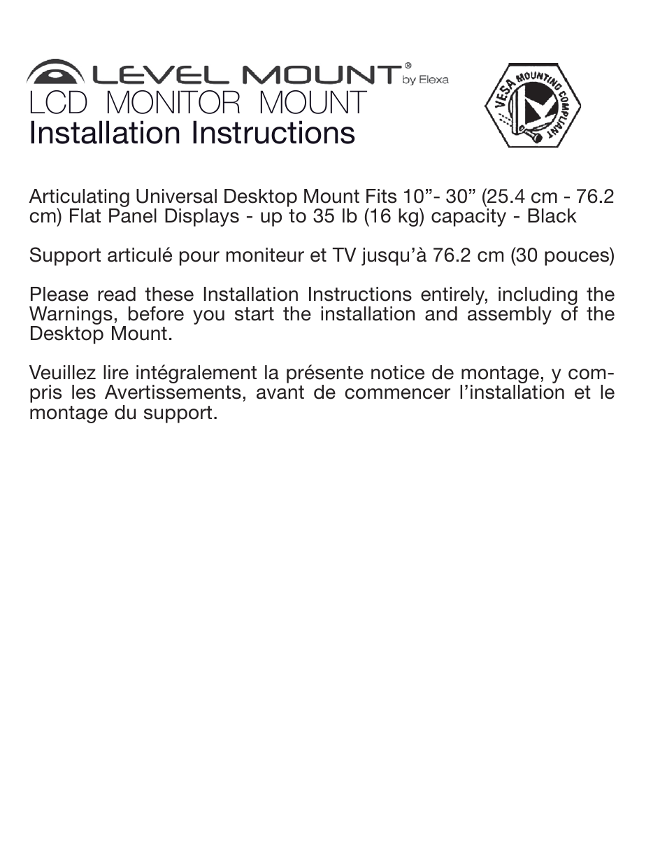 Level Mount DCDSK30SJ User Manual | 29 pages