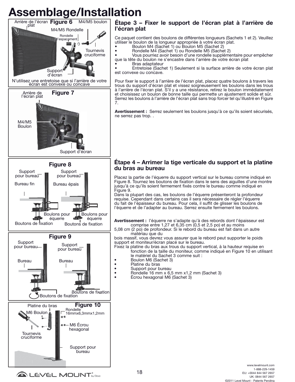 Assemblage/installation, Figure 7, Figure 6 | Figure 9, Figure 8, Figure 10 | Level Mount DCDSK30SJ User Manual | Page 18 / 29