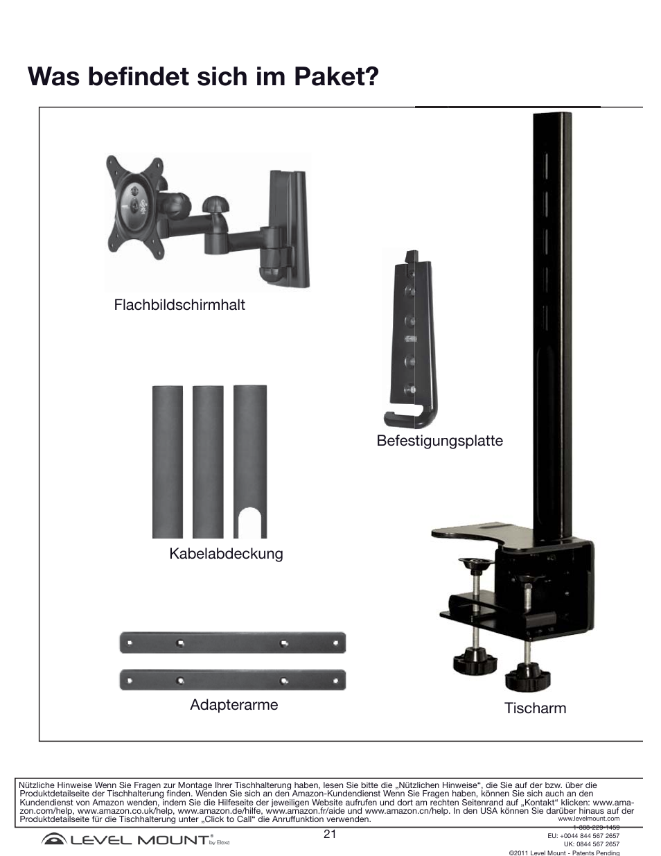 Was befindet sich im paket | Level Mount DCDSK30SJ User Manual | Page 21 / 29