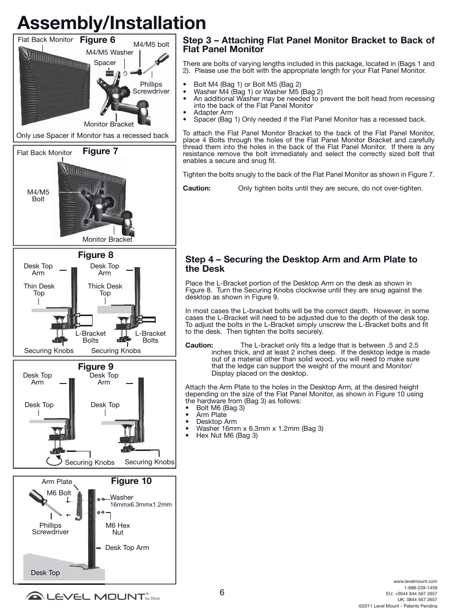 Assembly/installation, Figure 6, Figure 9 | Figure 8, Figure 10, Figure 7 | Level Mount DCDSK30SJ User Manual | Page 6 / 29