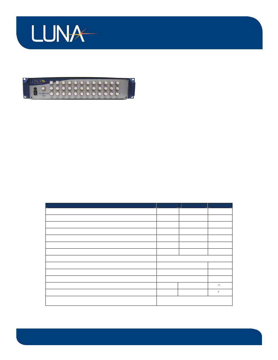 Luna FIBER OPTIC SWITCH 008 and 036 User Manual | 2 pages