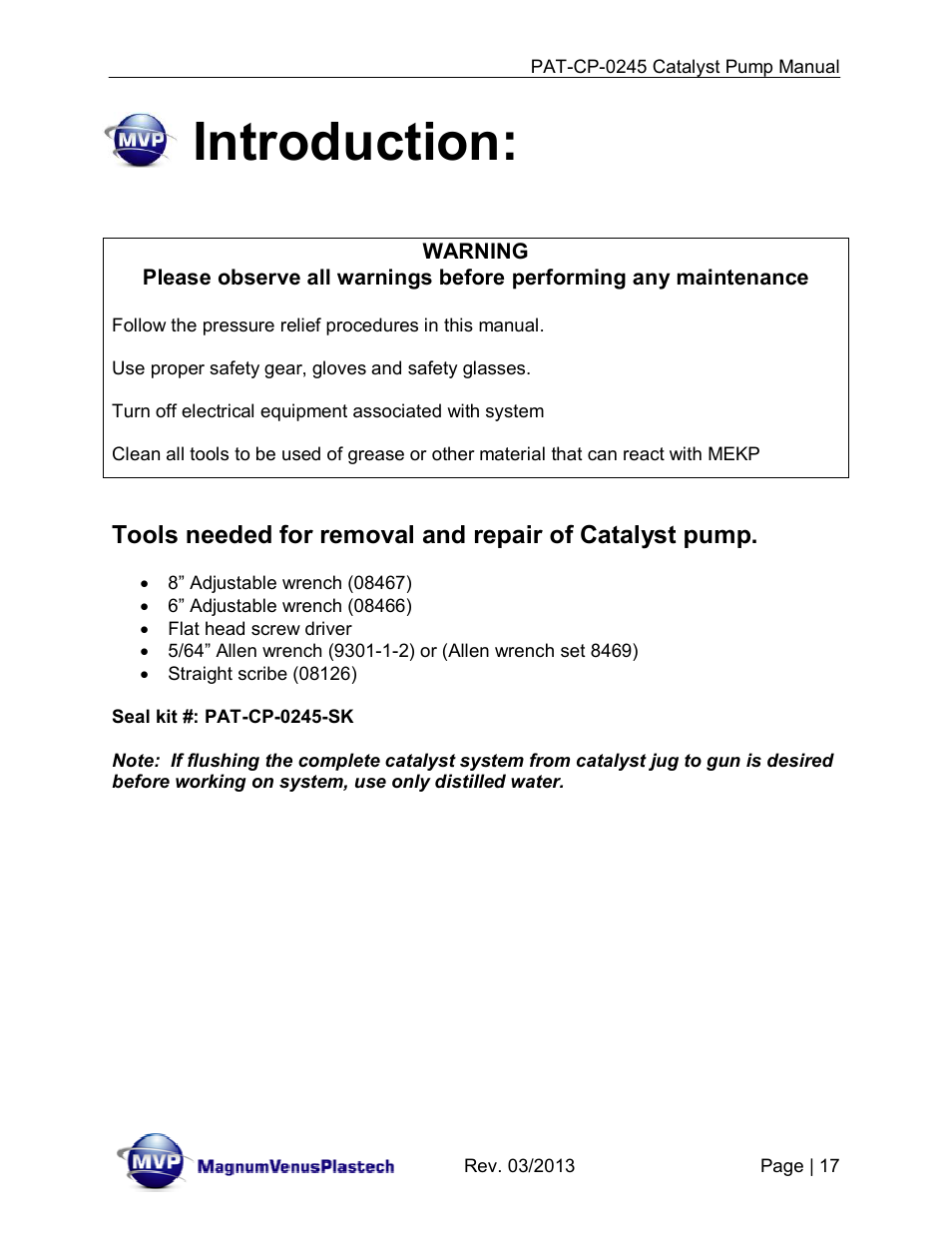 Introduction | Magnum Venus Plastech PATRIOT PAT-CP-0245 User Manual | Page 17 / 32