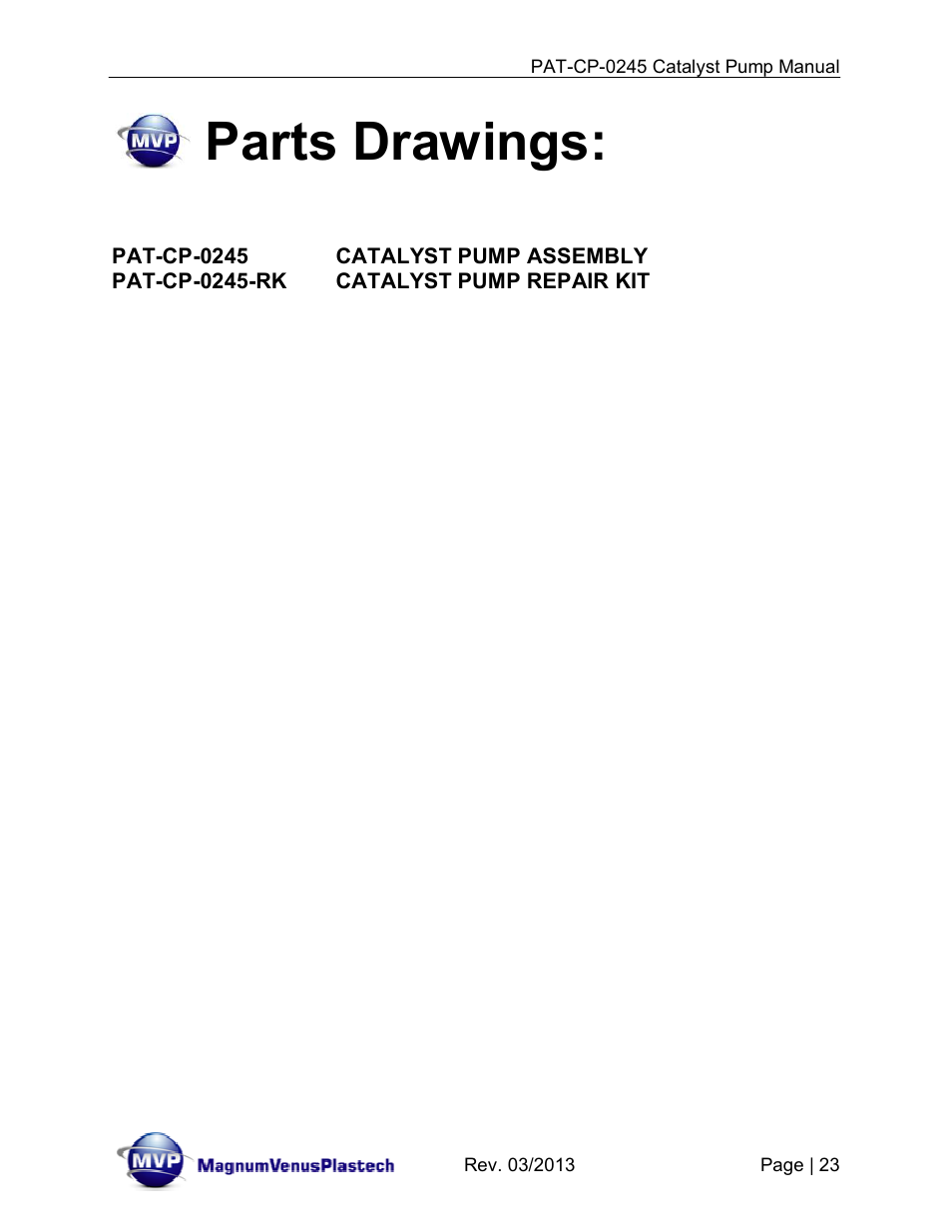 Parts drawings | Magnum Venus Plastech PATRIOT PAT-CP-0245 User Manual | Page 23 / 32