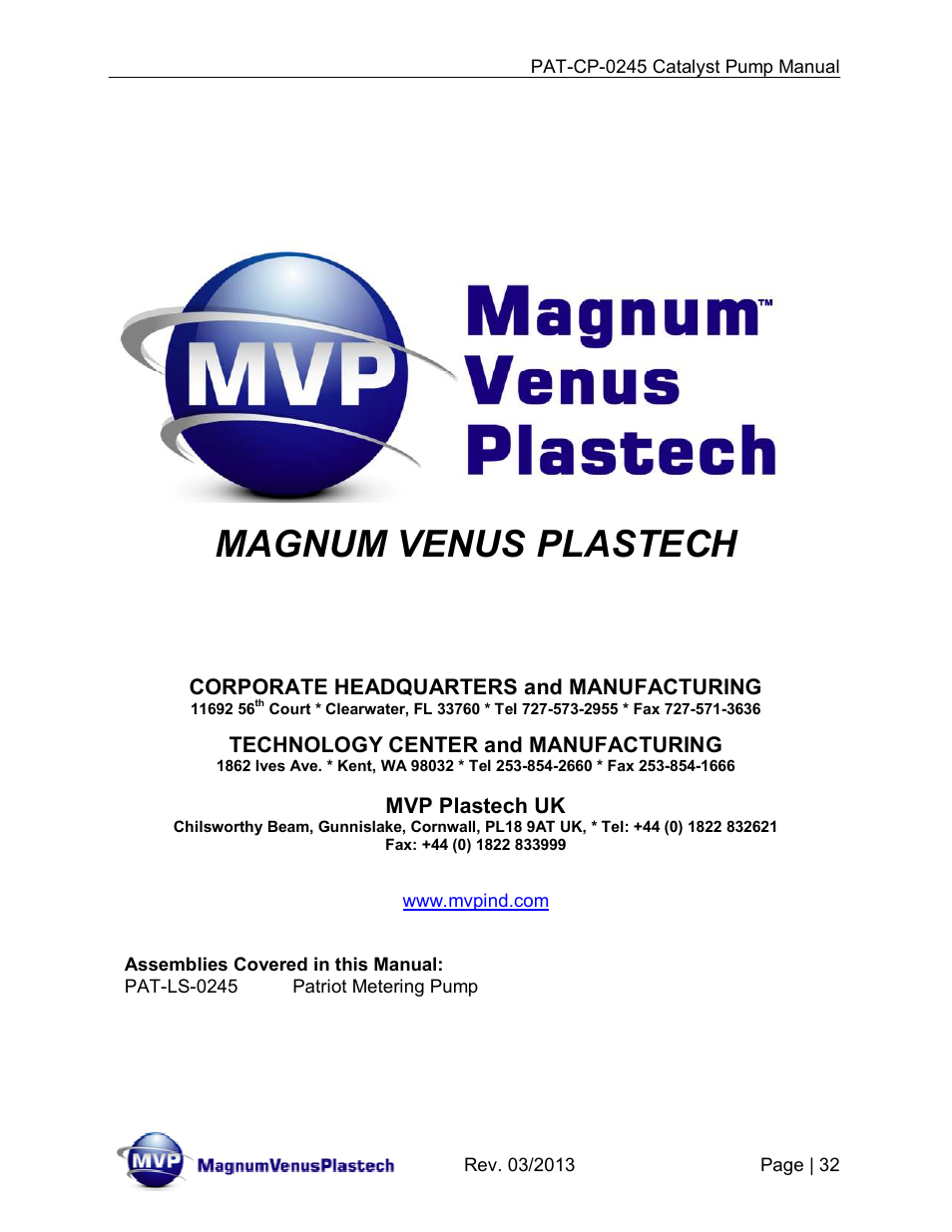 Magnum venus plastech | Magnum Venus Plastech PATRIOT PAT-CP-0245 User Manual | Page 32 / 32