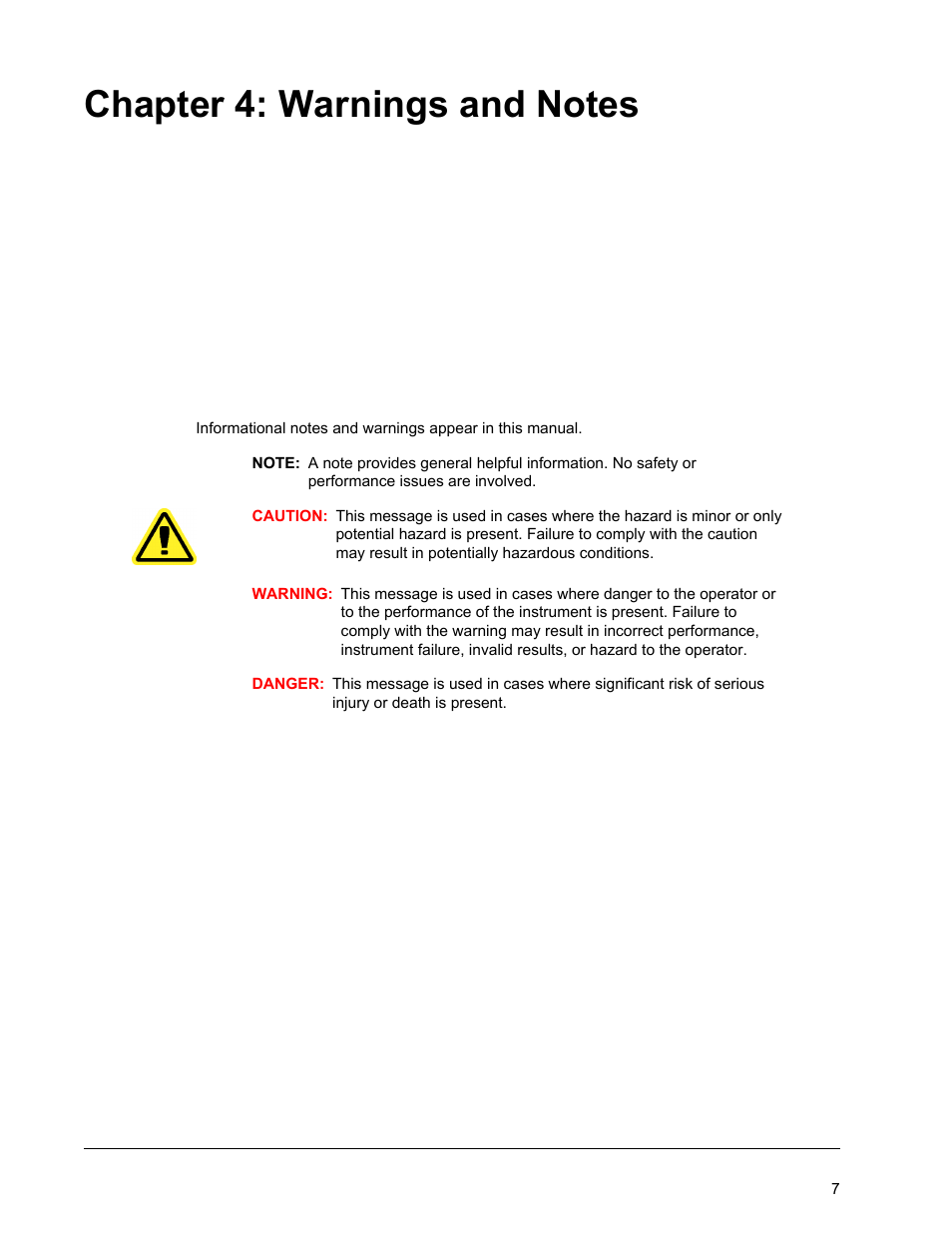 Warnings and notes, Chapter 4 warnings and notes | Luminex 200 Installation Guide User Manual | Page 18 / 52
